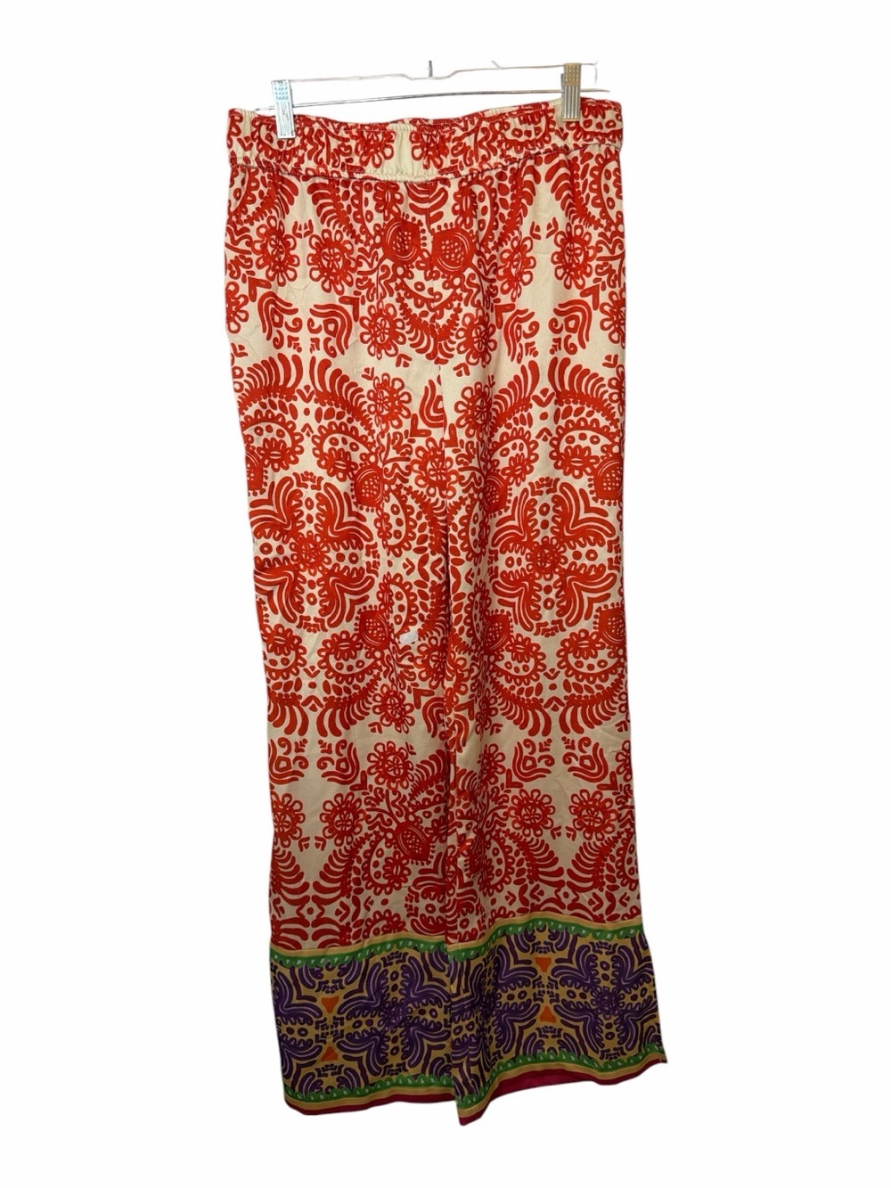 Zara Wide Leg Boho Orange Print Palazzo Pants XL New with Tags